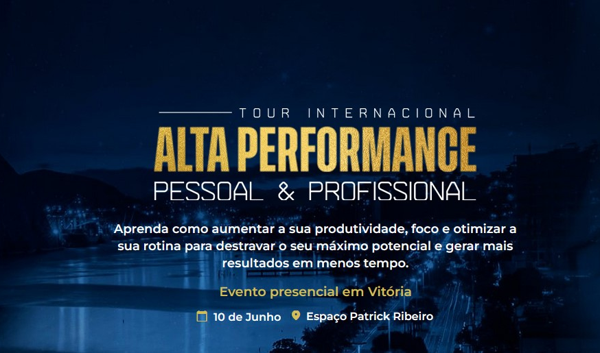 Banner do evento Alta Performance Pessoal e Profissional dia 10 de Junho em Vitória ES