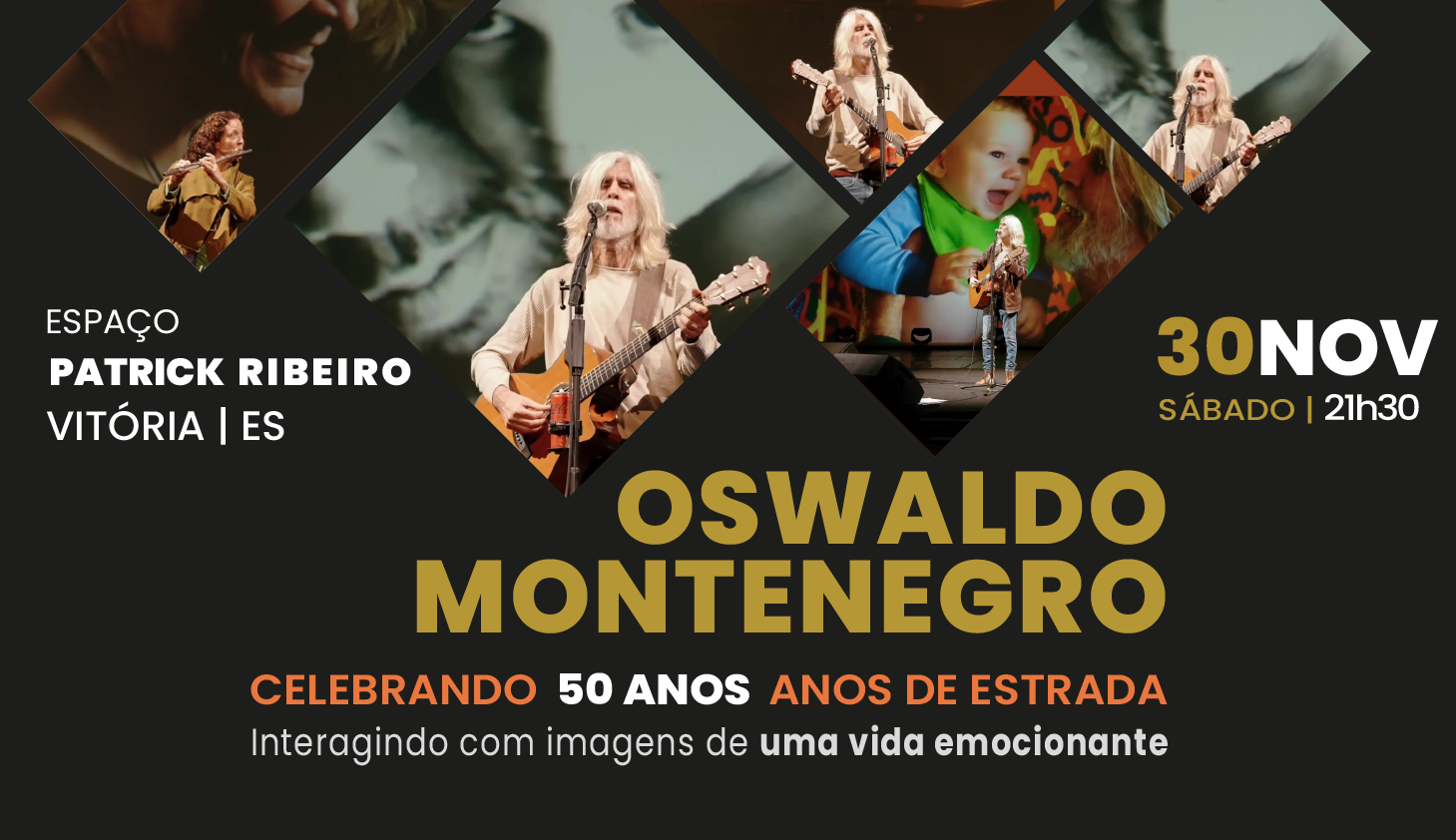 Banner show do Oswaldo Montenegro dia 30 de novembro em Vitória ES