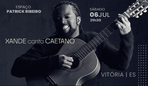 Banner show Xande canta Caetano dia 06 de Julho em Vitória ES